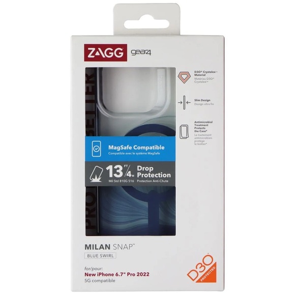zagg Other - ZAGG Gear4 Milan Snap Case for MagSafe for iPhone 14 Pro Max - Blue Swirl